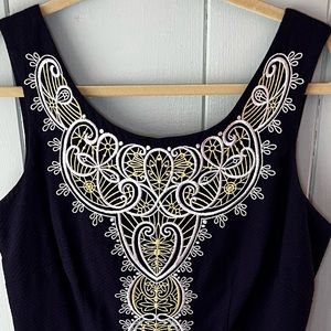 Lilly Pulitzer Navy Shift Dress with Gold and Silver Details